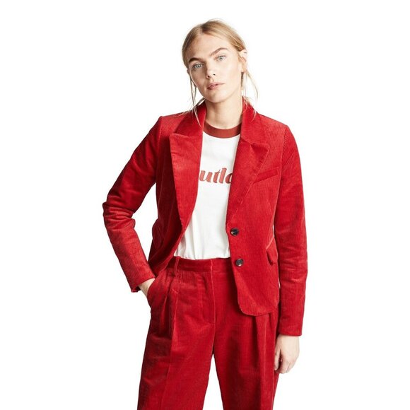 BAUM UND PFERDGARTEN corduroy jacket blazer cotton cropped red US 6 36 - Picture 1 of 8